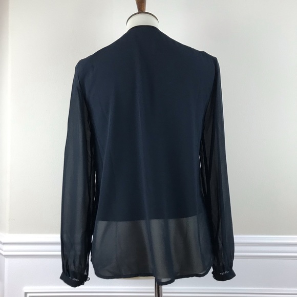 ASOBIO |  Black Long Sleeve Chiffon Blouse - Picture 4 of 5
